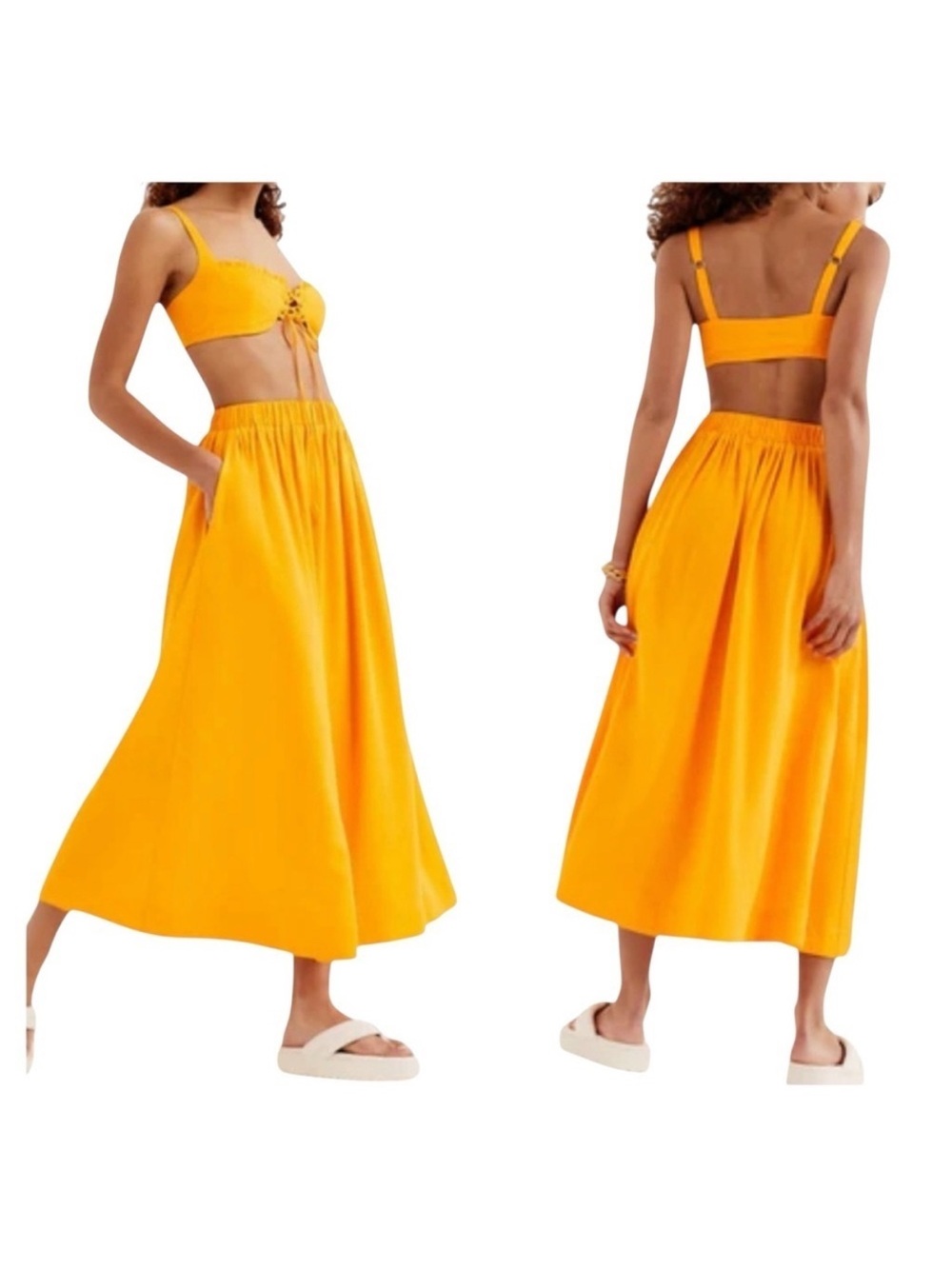 NWT SET For love and Lemons clementine crop top and midi skirt set